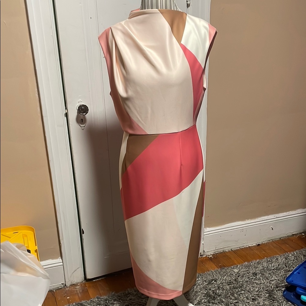 Colorblock Sleeveless Dress DONNA KARAN